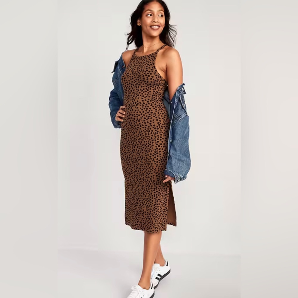Old Navy Midi Side Split Leopard Print Midi Dress - image 7